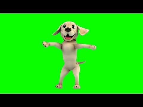 Dog Dance 3D Cartoon Animation Green Screen - Chroma Key Video HD