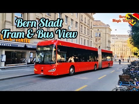 Switzerland Bern City Tram & Bus 8K HD Video