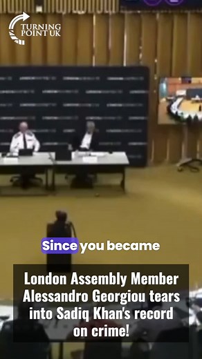 154K views · 7.2K reactions | "How can you sit there with a straight face and claim crime has gone down?" AM Alessandro Georgiou tears into Sadiq Khan’s record as Mayor. There's been an effort from the left to gaslight the British public into believing crime in London has gone down - it hasn't. | Turning Point UK | Facebook