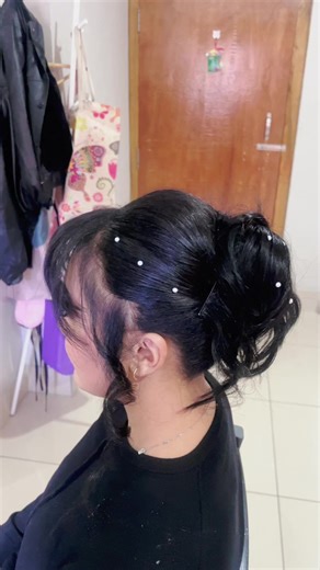 Birthday Girl's Lil Messy Updo with Pearls