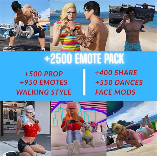Fivem Emote Pack – 2,500  Animations, Dances & Prop Emotes | RP Server Ready | Walk Styles Shared Interactions - Etsy