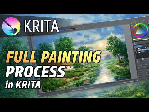 Full Landscape Painting Process in Krita | Complete Digital Art