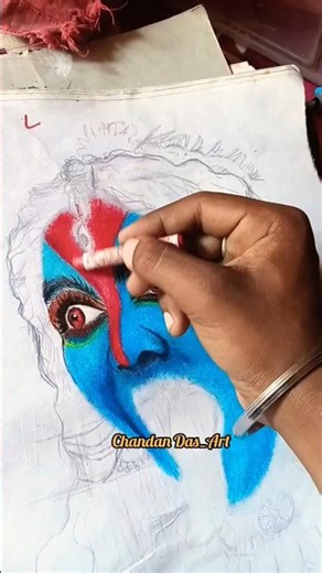 Kali Mata Drawing|How To Draw Kali Ma|#art #kali #kalimata #broma #pastel #colurs #shortsfeed
