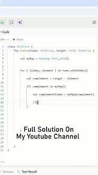 Two Sum LeetCode Solution in Kotlin , O(n) Time Complexity