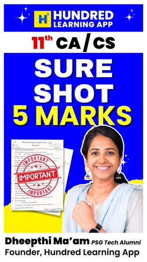 11th CA/ CS sure shot 5 marks public exam 2026