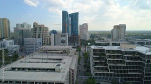 Drone aerial tour Fort Lauderdale Downtown city scene 4k 60p