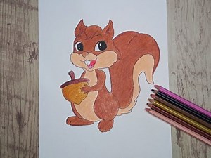 How to draw a squirrel step by step very easy with color pencil || cute squirrel drawing