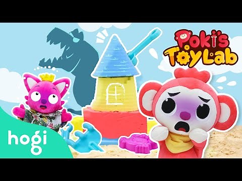 Playing with sand! | Poki's Toy Lab | Toy Review | Dinosaur Dance Dance | Play with Hogi