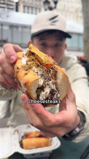 Rating everything I ate at Bryant Park Winter Village in NYC #bryantpark #bryantparkwintervillage #bryantparknyc #cheesesteak #lobster
