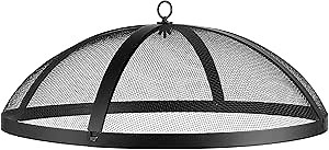 Heavy Duty Fire Pit Spark Screen Easy-Opening Fire Pit Lid Round Cover with Mesh Screen and Handle, 20” Diameter