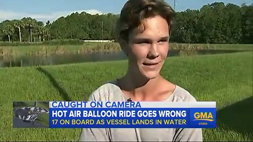 Hot air balloon crash lands in alligator filled pond