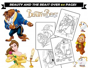 Beauty and the Beast Coloring Pages for Girls, Belle, Beast Cartoon Characters Printable Coloring Book Instant Download Coloring Sheets - Etsy