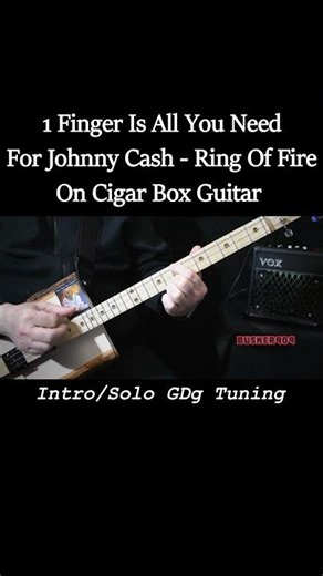 Easy beginner 1 Finger Is All You Need - Johnny Cash's Ring Of Fire Intro - Cigar Box Guitar #shorts