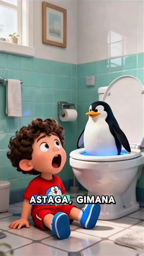 Penguin muncul dari dalam toilet #animasi #kartun #shortvideo