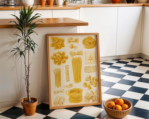 Impression artistique Pasta Shapes • Guide de la cuisine italienne - Etsy France