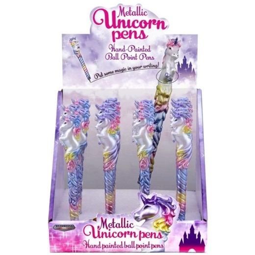 48 pieces Metallic Unicorn Pen In Countertop Display - Pens & Pencils