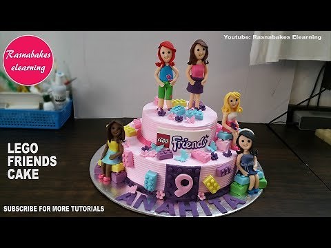 lego friends birthday cake with 3d fondant characters mia emma andrea stephanie olivia design ideas
