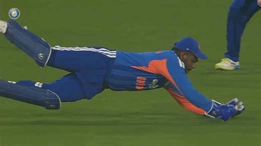 One-handed stunner: Sanju Samson pulls off a splendid catch