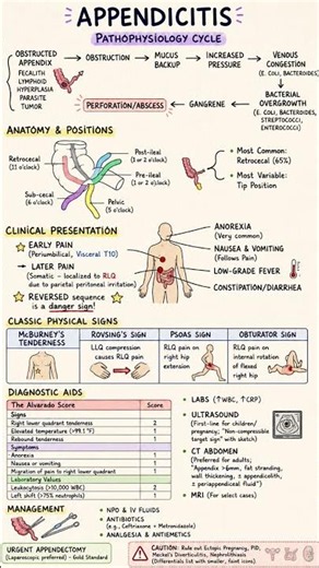 Acute Appendicitis: Pathophysiology & Signs 🔪​