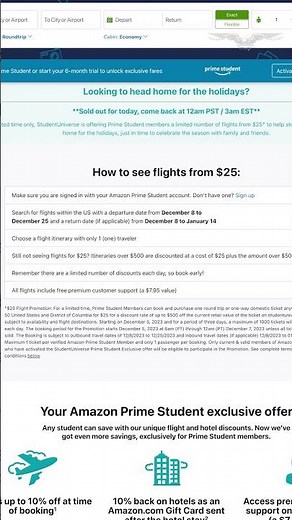 Amazon selling limited number of $25 plane tickets to students for Christmas #shorts
