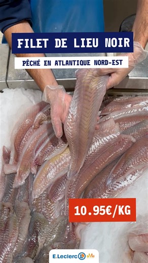 Florent vous conseille un délicieux filet de lieu noir. 🐟 Son conseil : un peu de farine, cuisson à feu moyen, 2 à 3 minutes de chaque côté, et finir par un petit bouquet garni (ail et persil). Filet de lieu noir, pêché en Atlantique Nord-Est — 10,95€/kg dans votre poissonnerie E.Leclerc Marly. | E.Leclerc Marly
