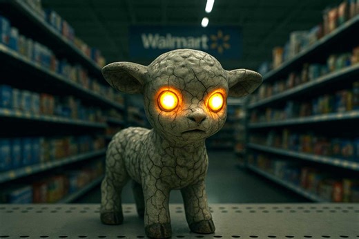 Oh great, now Walmart has haunted ceramic lambs because of course it does