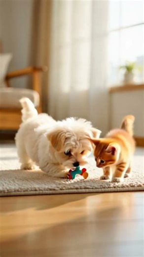 Maltese Puppy and Orange Kitten Cute Adventures and Playtime Together