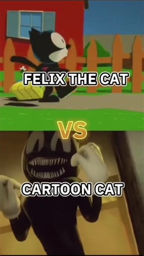 Gato Felix contrasta con Cartoon Cat