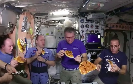 Astronauts On ISS Get Pizza Delivered To Outer Space And Eat Floating Pizzas In Zero Gravity (Video)