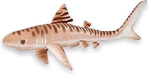 Shark Plush Toy - Realistic Stuffed Animal Gift for Kids All Ages, Giant Shark Creature Plushie, Fun Christmas Birthday Gifts (Tiger Shark, 24") (50" Long)