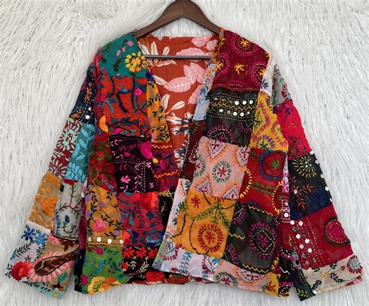 Indian Handmade Phulkari Jacket: Embroidery Phulkari Coat # 03 - Etsy