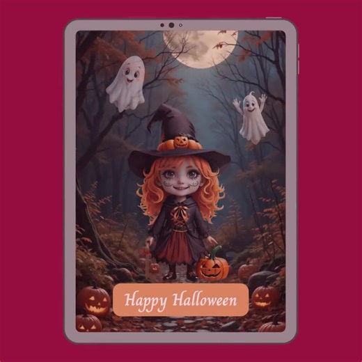 Halloween Phone & Tablet Wallpaper – Witch Girl • Ghosts • Spooky Woods – Digital Download - Etsy