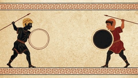 clip-3987797549-ancient-greek-pottery-art-style-showing-warrior