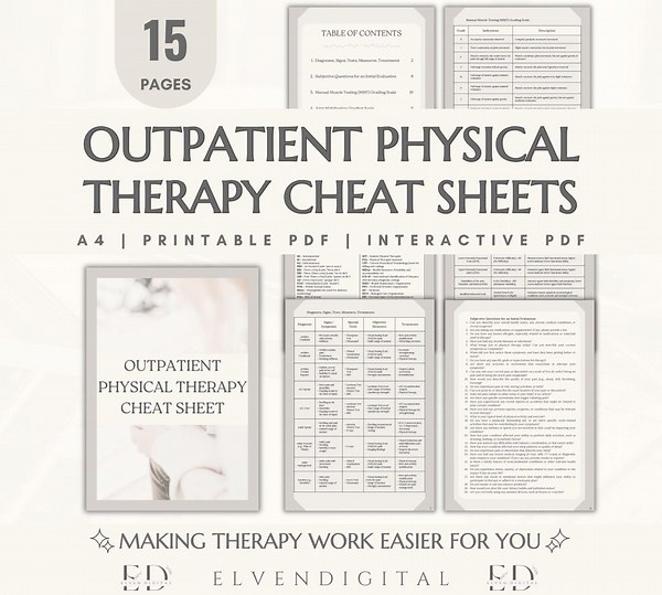 Outpatient Physical Therapy Cheat Sheets Clinical Rotation PT Student Notes Diagnoses Special Tests Exercises Outcome Measures Post Surgical - Etsy