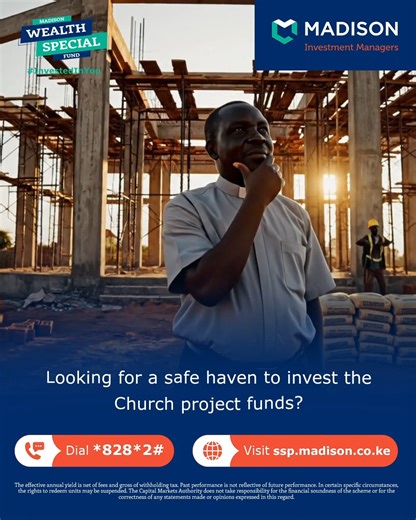Your mission changes lives, let us fuel its reach Invest your ministry funds safely in the Madison Wealth Special Fund and earn competitive returns of up to 12% p.a. So while you spread the Word, your finances quietly multiply your reach and impact. Ready to invest? Visit, https://zurl.co/r0YwN or click https://zfrmz.com/I6SsL8TF97la4nVejlbS to sign up and learn more. #InvestedInYou #MadisonWealthSpecialFund | Madison Group Kenya