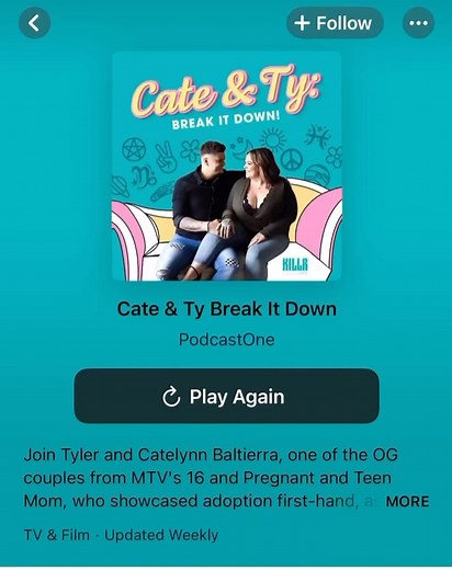 Cate & Ty: Break It Down on Instagram: "Join Tyler and Catelynn Baltierra, one of the OG couples from MTV’s 16 and Pregnant and Teen Mom, who showcased adoption first-hand, as they dive into life beyond reality TV. They share the ups, downs, and everything in between of marriage, parenthood, and personal growth. With candid stories, celebrity guests, and lots of laughs, Tyler and Catelynn explore how they navigate the spotlight, raise a family, and stay strong as a couple. Cate & Ty: Break It Do