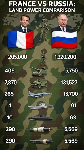 France vs Russia 2024 🔥 | Military Land Power Comparison – Army Strength & Weapons Data