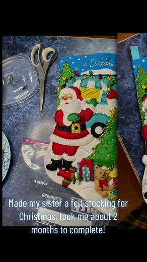 This was my first lighted stocking I made. #bucilla #bucillastocking #decor #felting #crafting #gift Debbie Yetter Jones | Marianne Fisher