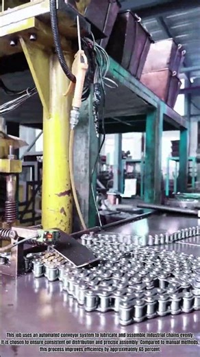 Industrial Chain Lubrication and Assembly Process Using Automated Conveyor Line