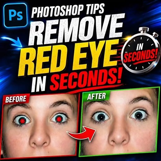 🔥 PHOTOSHOP TIPS: REMOVE RED EYE IN SECONDS! #viral #fyp #photoshop #design #editing