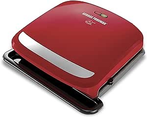 George Foreman 4-Serving Removable Plate Grill and Panini Press, Red, GRP360R