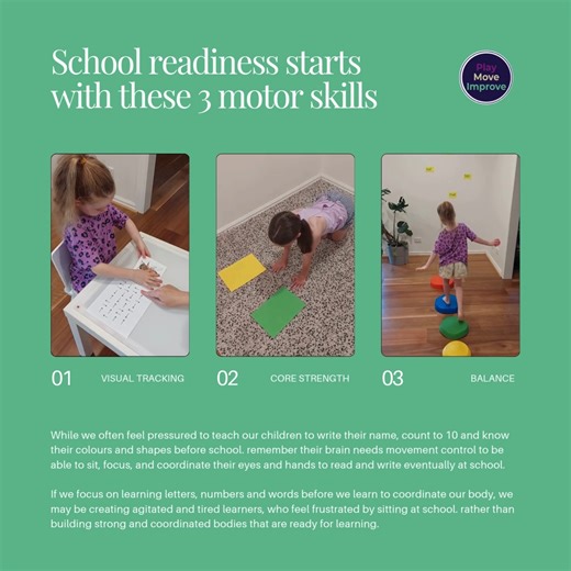 While it’s tempting to focus on teaching children how to write their name, count to 10, and recognise colours and shapes before school, it’s important to remember that their brain needs movement control first. To sit, focus, and eventually read and write, children must develop the ability to coordinate their eyes, hands, and body. If we rush into learning letters, numbers, and words without first building the motor skills needed for balance and coordination, we may end up with learners who feel 