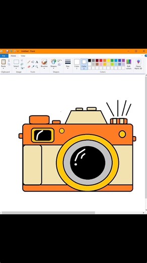 📸 How to Create & Draw a Camera in MS Paint on Computer! #shorts #drawing #art