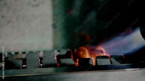 coal for hookah hookah smoker roasts with a fire burner concept of recreation the process of making a hookah