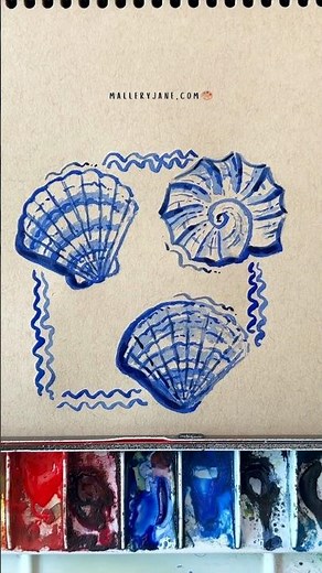 Easy how to draw seashells #howtodraw #drawingtutorial #watercolortutorial