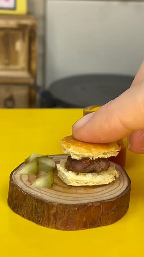 Part 1 making my Hamburger 🍔 for mini Macdonald’s Happy meal #minifood #happymeal #miniaturekitchen #asmrfoodsounds