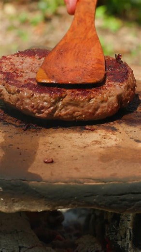 Deep Fried Camembert Burger on a Hot Stone | Outdoor Cooking