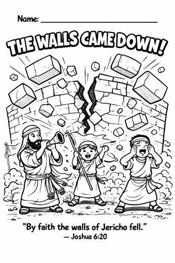 Walls of Jericho Bible Lesson for Kids | Joshua 6 Printable Activity Pack | Sunday School Story, Coloring Page & Homeschool PDF - Etsy
