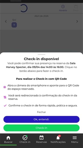 Check-in direto pela plataforma | WiseOffices