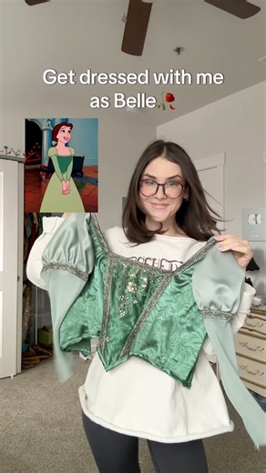 1.4M views · 19K reactions | Get dressed with me as Belle in her green library dress! #costumedesigner #disneyprincesses #disneyprincesscosplay #fblifestyle #belle #bellecosplay #beautyandthebeast | Alexandra Louise | Facebook